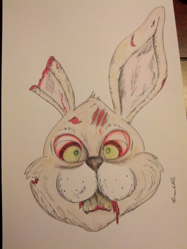 drawing of a zombie bunny